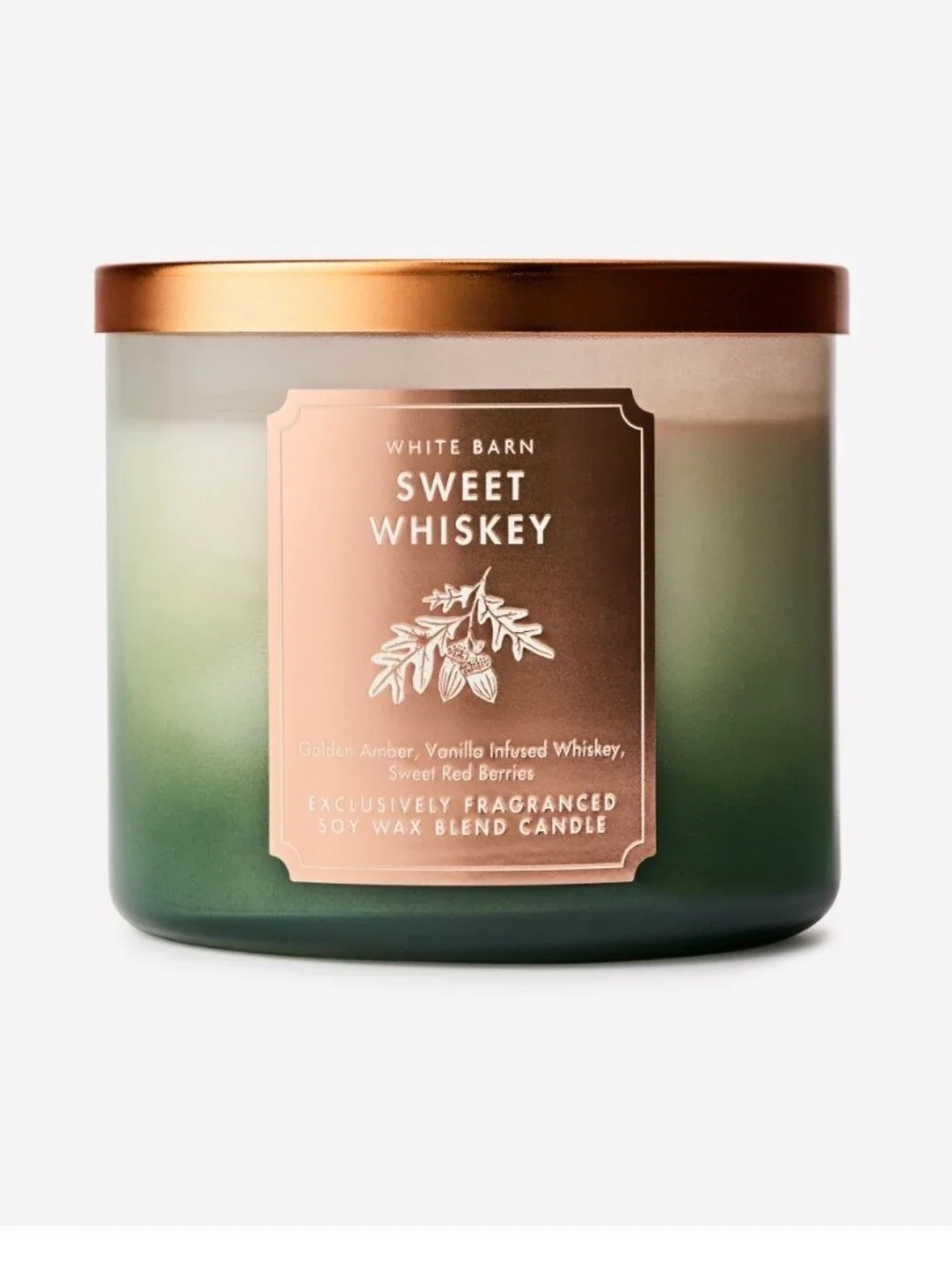 White Barn Sweet Whiskey Candle - Green with Copper Lid